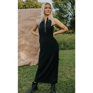 Show Me Your MuMu Black Quarter Zip Sweater Maxi Dress Size Medium